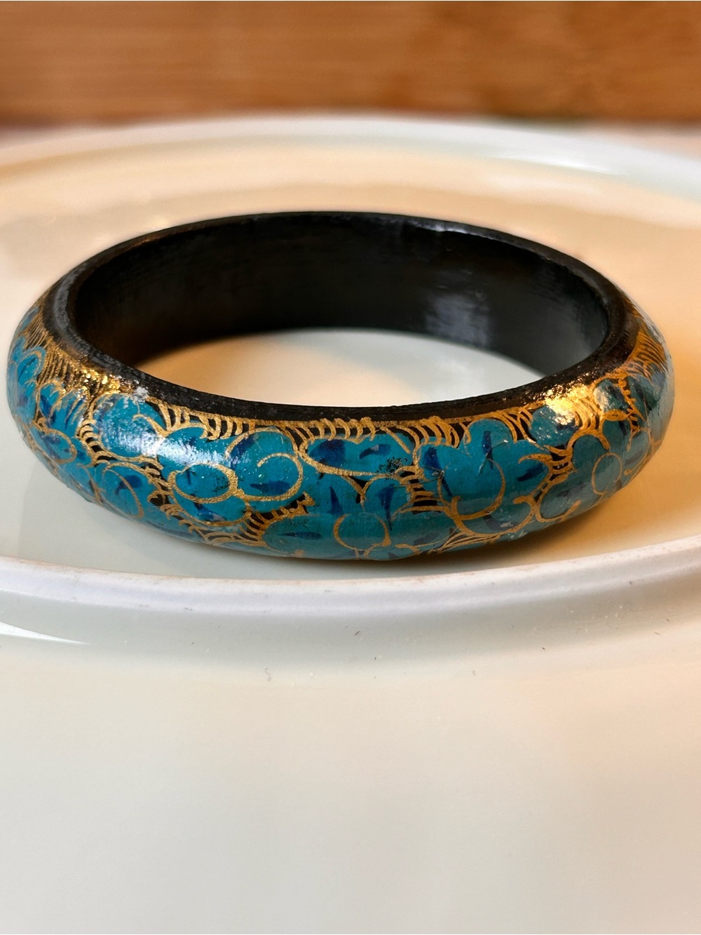 Bohemian Vintage Kashmiri Hand-Painted Lacquered Bangle Bracelet